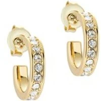 Gold Crystal Nano Huggie Earrings - Gold