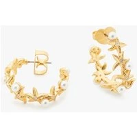 Gold Crystal Starfish Hoop Earrings - Gold