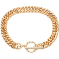 Gold Curb Chain T-Bar Bracelet - Gold