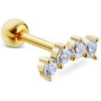 Gold Curved Crystal Single Barbell Earring - Gold