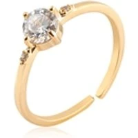 Gold CZ Solitaire Band Ring - Gold