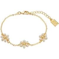 Gold Daisy Pearl Beaded Bracelet - Gold