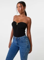 Gold Detail Bodysuit / BLACK