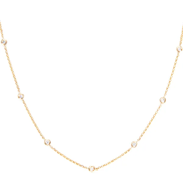 Gold Diamond Circle Linked Necklace