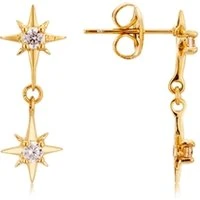 Gold Double North Star CZ Earrings - Gold