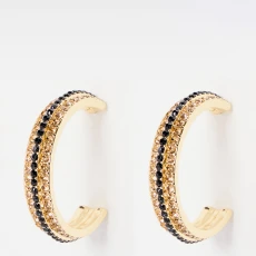 Gold Ebba Stone Inlay Textured Hoops