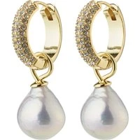 Gold Edele Chunky Pearl Hoop Earrings - Gold