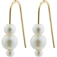 Gold Elberta Trio Pearl Earrings - Gold