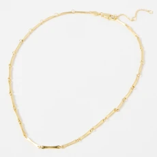 Gold Eleanor Textured Bar & Chain Collar Necklace