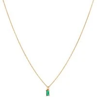 Gold & Emerald Baguette Necklace - Gold