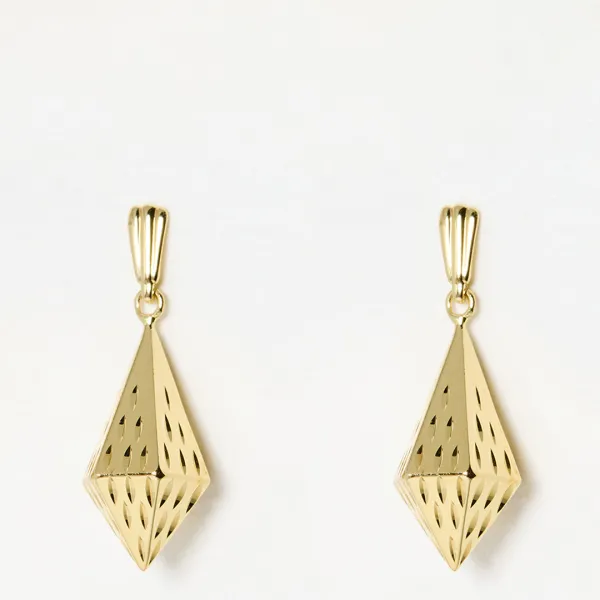 Gold Fae Facet Form Double Drop Earrings