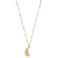 Gold Feather Heart Necklace - Gold