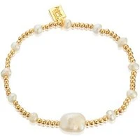 Gold Freshwater Pearl Bead Bracelet - Gold