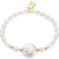 Gold Freshwater Pearl Stretch Bracelet - Gold