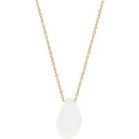 Gold Glass Stone Teardrop Necklace - Gold