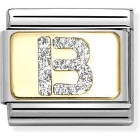 Gold Glitter B Charm