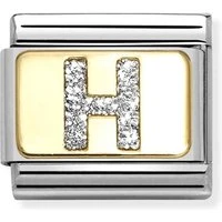 Gold Glitter H Charm