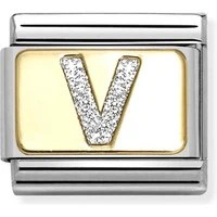 Gold Glitter V Charm