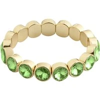 Gold + Green Callie Crystal Stretch Bracelet - 17cm