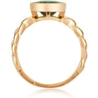 Gold Green Circle Adjustable Ring - Gold