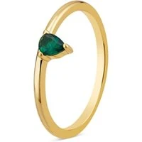 Gold + Green Crystal Simple Ring - 58