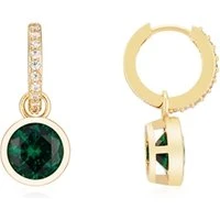 Gold Green CZ Circle Hoop Earrings - Gold