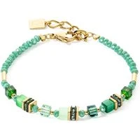 Gold Green Mini Cubes Bracelet - Silver