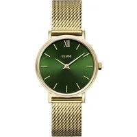 Gold + Green Minuit Mesh Watch - Gold