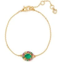 Gold Green + Multi Oval Halo Bracelet - 17cm