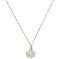 Gold Halo Crystal Pearl Necklace