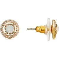 Gold Halo Opal Stud Earrings - Gold