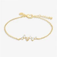 Gold Halo Pearl Cubic Zirconia & Pearl Cluster Bracelet - Gold