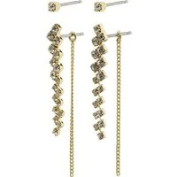 Gold Jolene Crystal Chain Earring Set - Gold