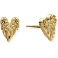 Gold Leaf Heart Stud Earrings - Gold