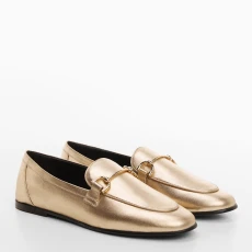 Gold Leather Horsebit Loafers