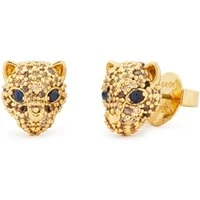 Gold Leopard Stud Earrings - Gold