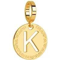 Gold Letter K Charm - Gold