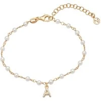 Gold Letter Pearl Bracelet - A