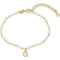 Gold Letter Pearl Bracelet - G