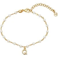 Gold Letter Pearl Bracelet - Q