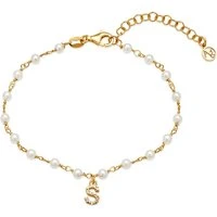 Gold Letter Pearl Bracelet - S