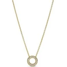 Gold Logo Pave Circle Necklace - 45cm