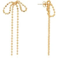 Gold Loose Beaded Bow Earrings - Gold