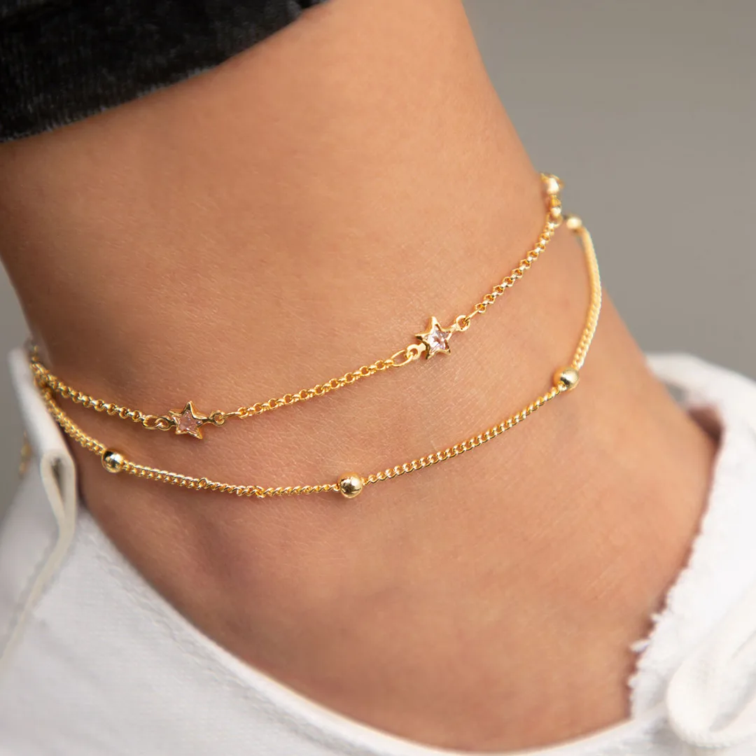 Gold Metal Anklet - Gold