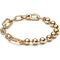 Gold Metal Bead & Link Chain Bracelet - 17cm