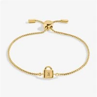 Gold Mini Charm Lock Slider Bracelet - Gold