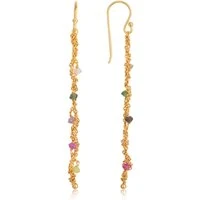 Gold Mix Tourmaline Gem Drop Earrings - Gold