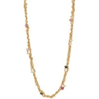 Gold Mix Tourmaline Gem Necklace - Gold