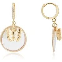 Gold Mother Of Pearl Butterfly Earrings - Gold