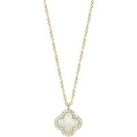 Gold Mother of Pearl Clover Pendant Necklace